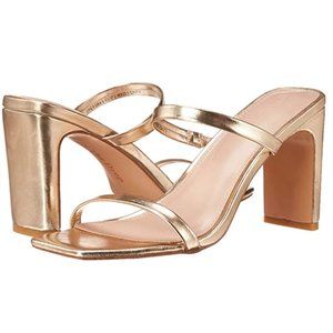Avery Heeled Mule Sandals in Gold